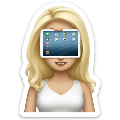 Blonde girl with iPad sticker