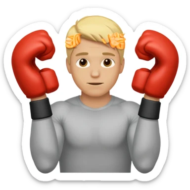 Blonde man with his face covered with two arms going through down left to up right sticker