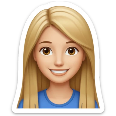 Mulher branca, cabelos longos liso castanhos com mexas loiro sticker