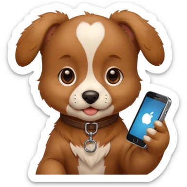 puppy with phone sticker