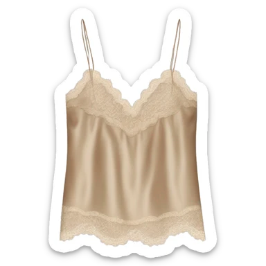 Realistic isolated tan silk lace camisole blouse.  sticker