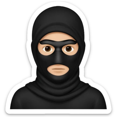 a man with a black mask on his full face  sticker