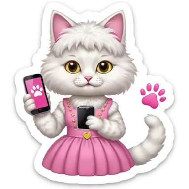 russia cat with custome dress and smartphone sticker