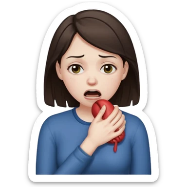 a brunette woman choking herself sticker