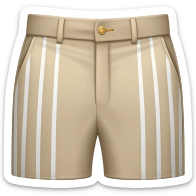 beige dress pants with white vertical stripes pattern, formal trousers with cuffed hem, clear vertical line pattern similar to plaid but only vertical lines, no model, isolated garment sticker