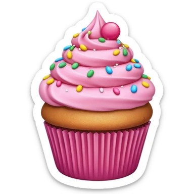 cupcake with pink icing, sprinkles sticker
