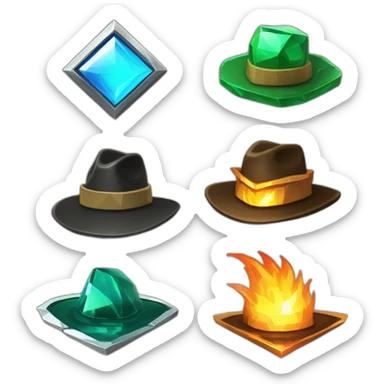 Pixel Battle Badge Admin Fedora Diamond Obsidian Emerald Flame Shiny Glow Reward Legendary Unique Epic Mystery sticker