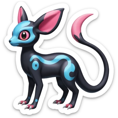 Shiny Duskull-Salandit-Umbreon-Sylveon-Fakémon-hybrid-creature (full body)  sticker