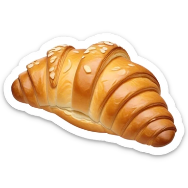 Cinematic Realistic Rustic French Croissant Pastry Emoji, depicted as a flaky, buttery crescent with delicate, layered textures and a slight, intentional char along the edges that imparts a rustic, artisanal charm. The golden, crispy exterior shows a hint of burnt nuance, rendered with warm, inviting lighting and exquisite detail to capture its time-honored, imperfect perfection. sticker