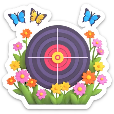 A target bullseye with butterflies and spring blossoms sticker