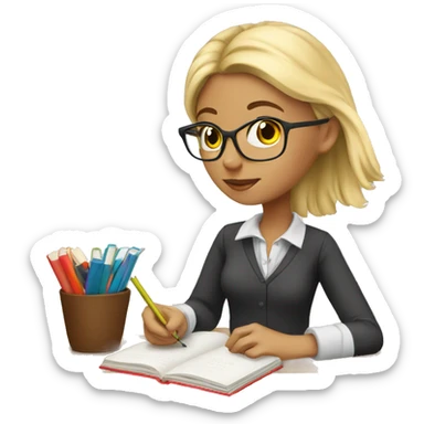 Studying girl blonde sticker