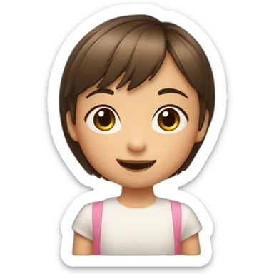 Filipino child girl young with short brown hair fringe slim lost on front tooth 4 years old sticker