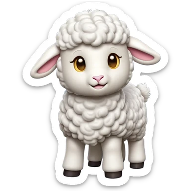 cinematic-[lamb]-realistic-full-body-standing-emoji,-tail-flicking-lazily,-head-tilted-dramatically,-curly-[white]-fur,-simplified-yet-realistic-focused-features,-highly-detailed,-glowing-with-an-almost-sarcastic-glow sticker