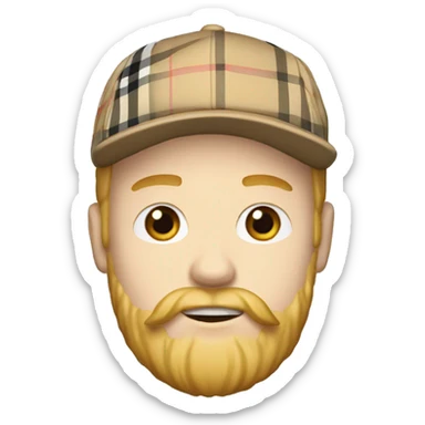 guy with white skin burberry pattern cap and long blonde beard sticker