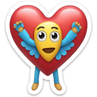 Heart with a sweet face on it, and arms and legs coming out of it sticker