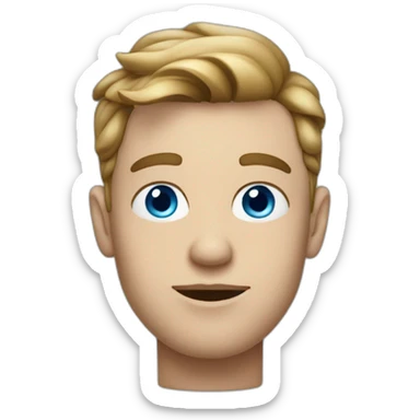 A man with big blue eyes, an undercut hairstyle, with big lips sticker