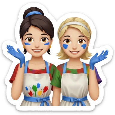 Young Women painting smilling tablier sticker