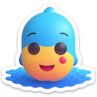 Create an ocean emoji that looks exactly like the reference image in iOS emoji style. It should be 3D, shiny, with smooth gradients, soft shadows, and sunlight reflecting on the water, capturing the classic emoji look. sticker