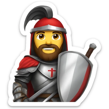 make an emoji like this 🧙🏻‍♂ but instead the guy without a beard and also wearing "Crusaders" clothing and a helmet plus with a sword and shield
make sure there is the crusaders flag on the armour 
 sticker