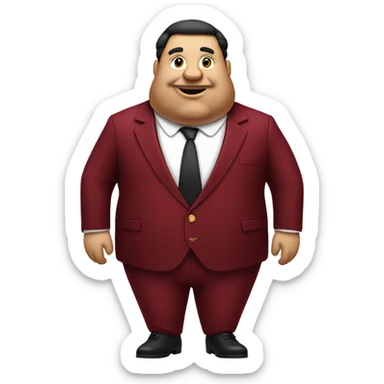 fat banker in dark red velvet suit sticker