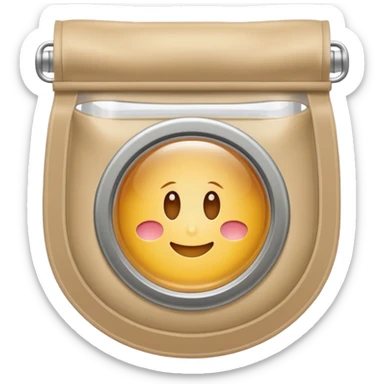 ostomy bag in beige with a circle in the middle sticker