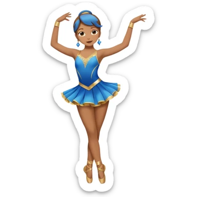 blue jazz style dance costume on light brown hair full body sticker