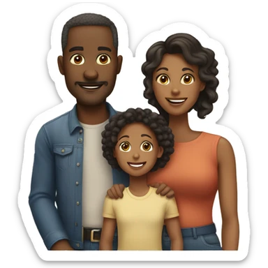 a loving black family black dad, light skinned mom, 1 son, 1 daughter sticker