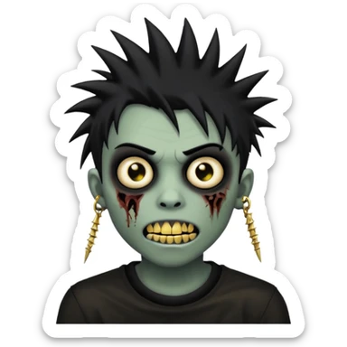 zombie emo black boy emoji with spiky hair and gold grillz sticker