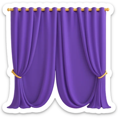 A purple curtain hanging down, made of soft fabric, slightly wrinkled or flowing sticker