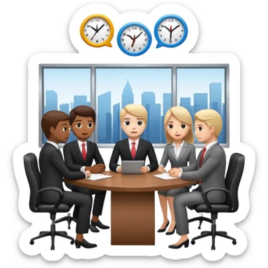 a group of coworkers in meeting room sticker