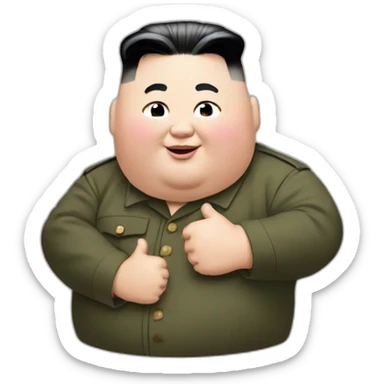 super fat Kim jong un wear Gucci shirt and thumbs up sticker