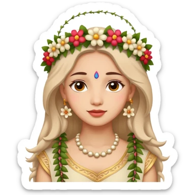 graceful and gentle Radhe with flower garland sticker