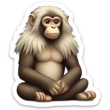 Sitting Monkey with long hair sticker