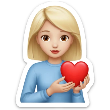 prayer girl blond hair red heart in her hands sticker