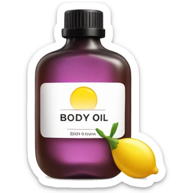 bottle of body oil with label sticker