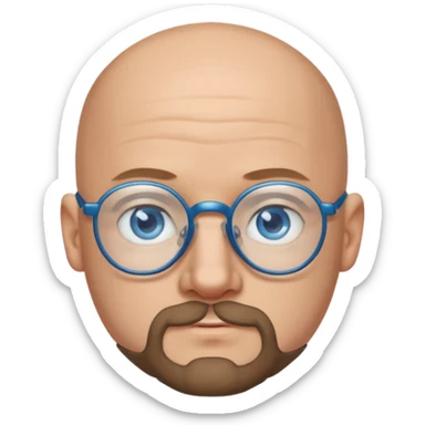 Bald man with glasses and chin puff beard sticker