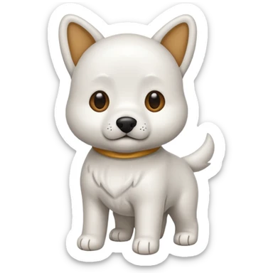 Un emoji de un perrito blanco no es de pelo largo sticker