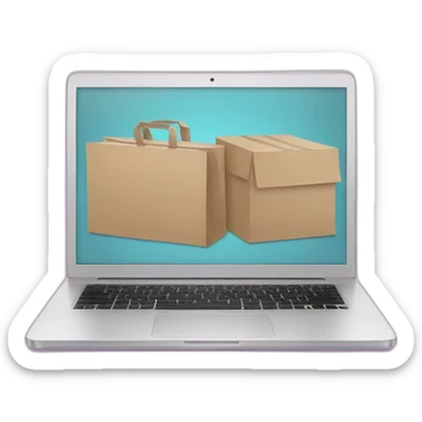 laptop with online shopping on screen sticker