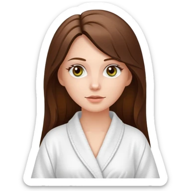 white long brunette hair girl with hazel eyes in a bathrobe  at the spa sticker