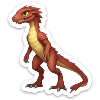 Anthro Sona Fakemon Reptilian Draco-Raptor Full Body sticker