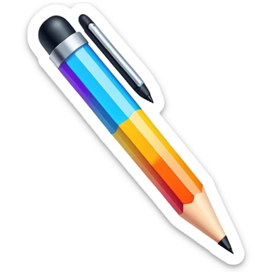 Computer graphics icon, digital design tools like a stylus, tablet, pixelated image, vibrant colors, minimalistic style, clean lines, transparent background. sticker
