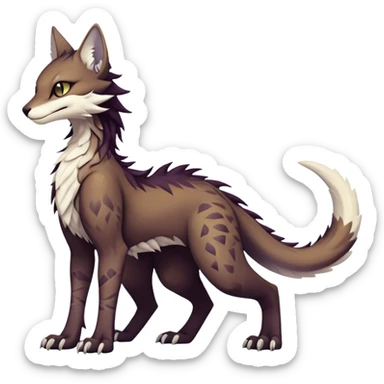 Kawaii dark edgy fantasy ethereal feline-vernid-sergal-fursona animal creature with a tufted tail full body with intricate markings  sticker