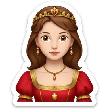 Renaissance lady – brown hair, red dress with gold trim sticker