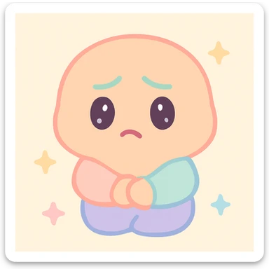 a character with furrowed brows, slightly pursed lips, and a resigned expression, suggesting stress about what's ahead but a willingness to adapt sticker