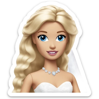 Barbie bride blonde hair blue eyes sticker