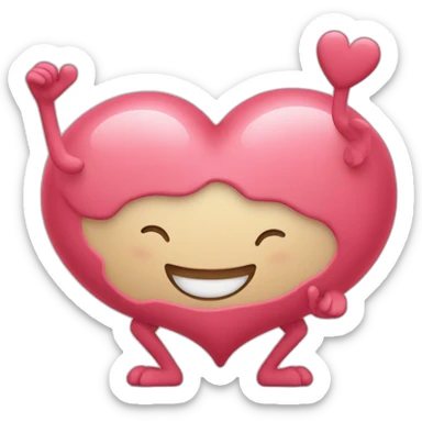 Heart with a sweet face with arms and legs coming out of it sticker