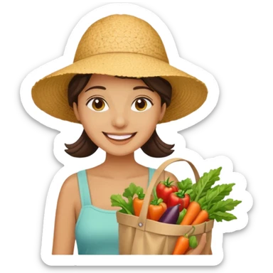 Shopper with veggie tote,Farmers’ Market. sticker
