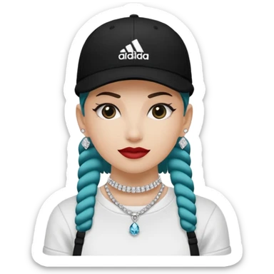 🥷🏻 crea un emojin de como el que está ay pero con gorra marca adida y un collar de diamantes ponle tatuaje en la cara y en la boca ponle brazos qué sea onbre y que se parezca ah este emojin🥷🏻🥷🏻🥷🏻 sticker