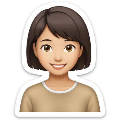short hair Taiwanese girl smile  sticker