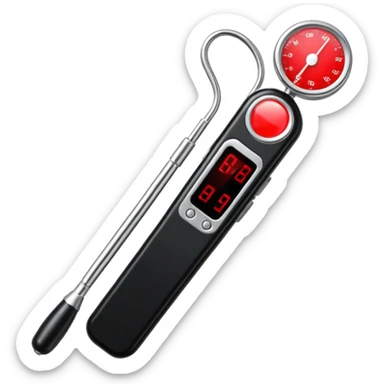 the neuralyzer from Men in Black movies; a pocket sized, extendable silver probe with a red light that flashes at the tip and 3 small black dials in the extended part; same width from end to end sticker